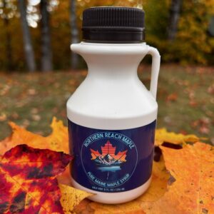 A half-pint of pure maine maple syrup