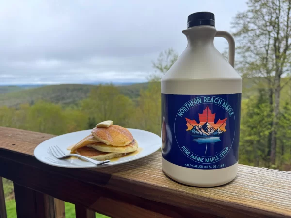 half gallon jug of pure Maine maple syrup