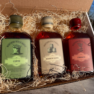 Barrel, Bean, and Bark Trio of flavor infused maple syrups