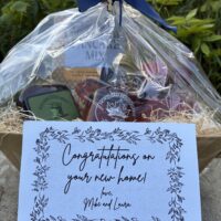 Customizable Northern Reach Maple Breakfast Gift Basket pictured with a gift note on front.