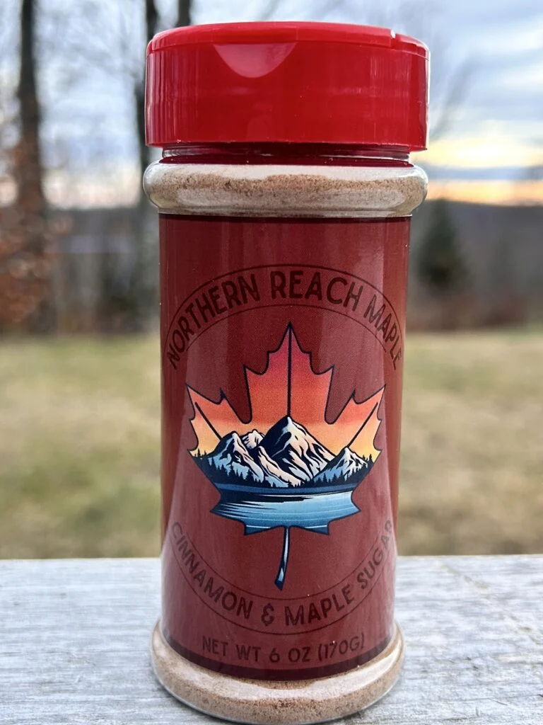 A 6oz shaker of Cinnamon and Maple Sugar
